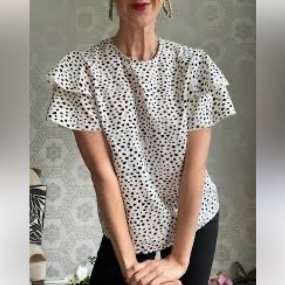 SHEIN Cream Top with Black Spots